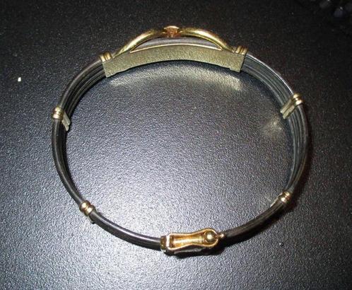 Paardenstaart armband+ring 18 K bracelet+bague queue cheval, Handtassen en Accessoires, Armbanden, Zo goed als nieuw, Goud, Zwart