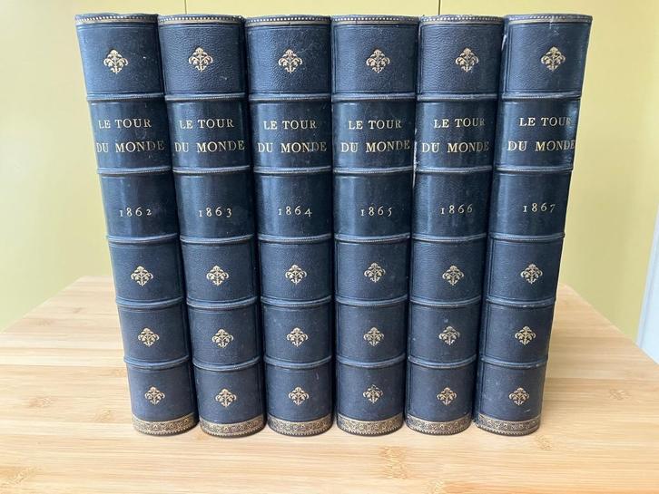 Set van 6 antieke jaargangen Le Tour du Monde, Antiek en Kunst, Antiek | Boeken en Manuscripten, Ophalen