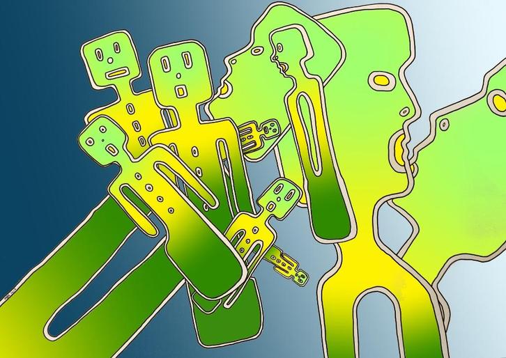 HYDROGÈNE, Antiek en Kunst, Kunst | Schilderijen | Modern, Ophalen of Verzenden