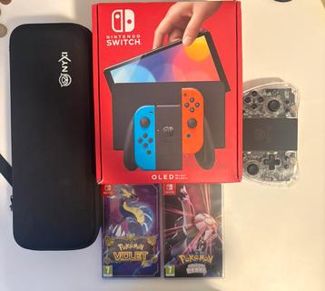 Nintendo Switch Oled avec 2 jeux Pokémon et manettes, Switch OLED, Comme neuf, Enlèvement, Avec jeux