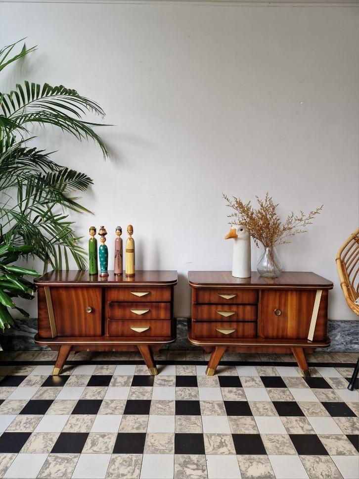 Vintage sixties nachtkastjes | kastjes retro, Huis en Inrichting, Overige Huis en Inrichting, Gebruikt, Ophalen