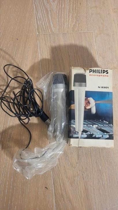 Philips N8301 vintage microfoon met originele doos, Muziek en Instrumenten, Microfoons, Gebruikt, Ophalen of Verzenden