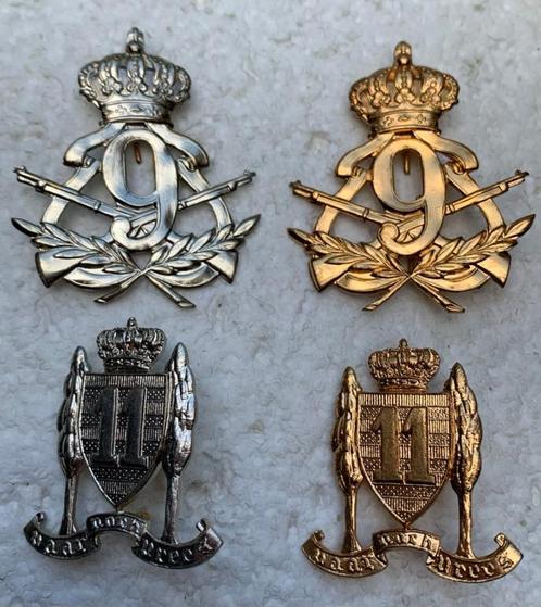 Kenteken, 9de LINIE + 11de LINIE mutskentek, Zilver+Goud, Verzamelen, Militaria | Algemeen, Landmacht, Embleem of Badge, Ophalen of Verzenden