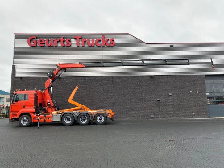 MAN TGS 35.480 8X4 TRIDEM + 20 TON HAAKARM + HMF 3220-K6 KRA, Auto's, Vrachtwagens, Te koop, Achteruitrijcamera, Airconditioning