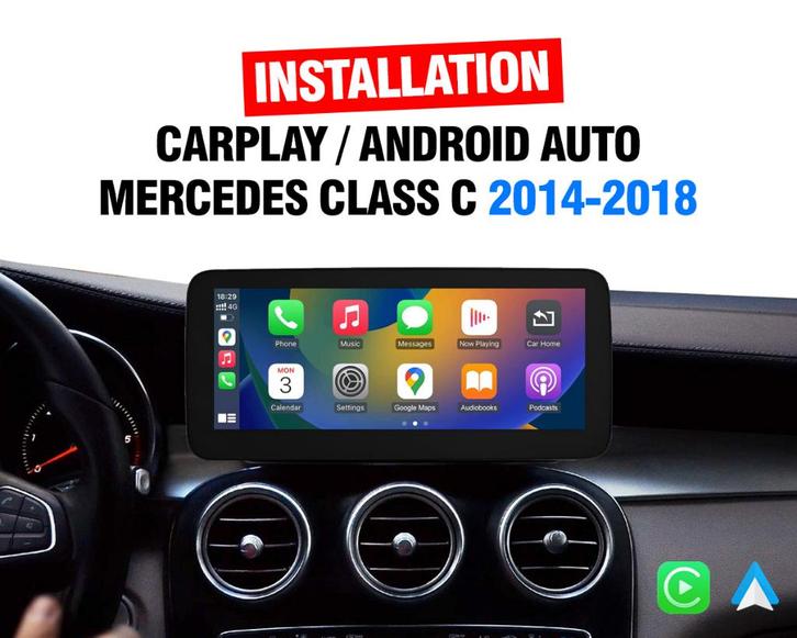 ✅ INSTALLATION CARPLAY MERCEDES CLASS C 2014 - 2018 ✅, Auto diversen, Autoradio's, Nieuw, Ophalen of Verzenden