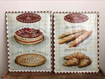 2 reclame borden platen Saveurs & tradition brood & gebak 