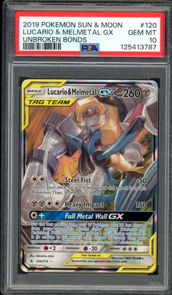 Lucario & Melmetal GX PSA 10 120/214 Liaisons ininterrompues, Hobby & Loisirs créatifs, Jeux de cartes à collectionner | Pokémon