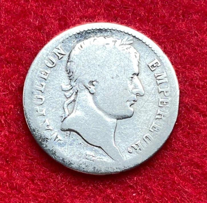 Zeldzame zilveren munt van 1 Franse frank uit 1810, Antiek en Kunst, Antiek | Zilver en Goud, Zilver, Ophalen of Verzenden