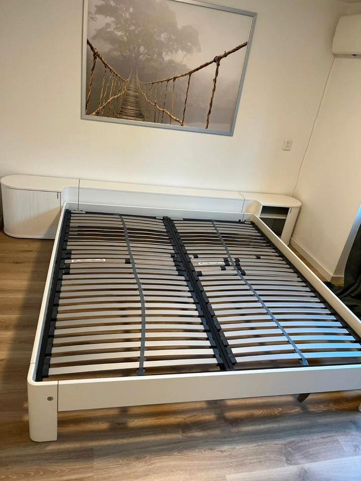 Witte Auping Auronde 180x200 cm met achterbouw, Huis en Inrichting, Slaapkamer | Bedden, Tweepersoons, Wit, Ophalen