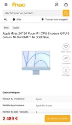 iMac 24 m1 16 gb et 1 téra SSD garantie février 2026, 16 GB, IMac, SSD