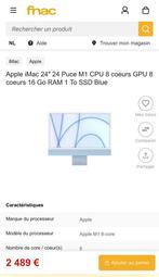 iMac 24 m1 16 gb et 1 téra SSD garantie février 2026, 16 GB, IMac, SSD