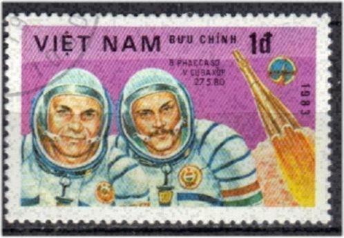 Vietnam 1983 - Yvert 415 - Dag van de ruimtevaart (ST), Timbres & Monnaies, Timbres | Asie, Affranchi, Envoi