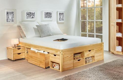 Lit deux personnes en bois massif 140, 160 ou 180 cm, Huis en Inrichting, Slaapkamer | Bedden, Nieuw, Tweepersoons, 180 cm, 200 cm