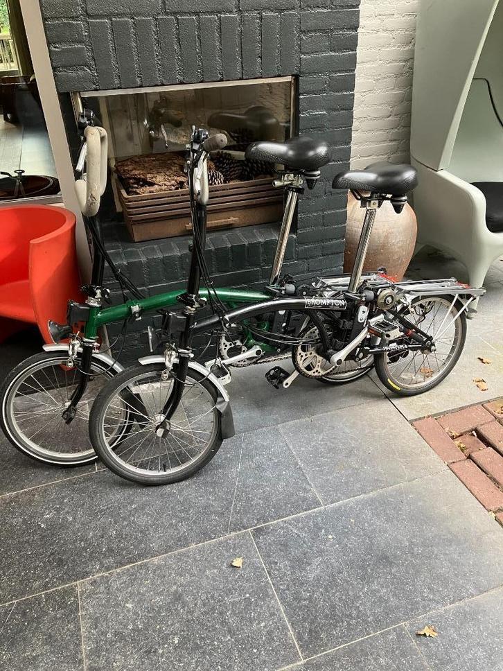 2 Brompton topvouwfietsen 6 versnellingen groen en zwart, Fietsen en Brommers, Fietsen | Vouwfietsen, Gebruikt, Brompton, 16 tot 18 inch