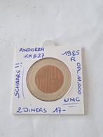 Andorra 2 diners 1985 R in UNC opl 11.000 SCHAARS, Postzegels en Munten, Munten | Europa | Niet-Euromunten, Ophalen of Verzenden
