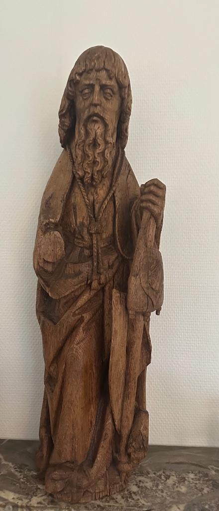Eiken houtsculpturen beeld Heilige Jacobus, Antiek en Kunst, Kunst | Beelden en Houtsnijwerken, Ophalen of Verzenden