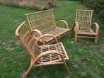 rotan salon 2 stoelen en een 2-zitsbank, Tuin en Terras, Ophalen, Gebruikt, Rotan