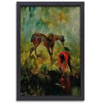 Cheval de chasse avec chiens - Henri de Toulouse-Lautrec toi, 75 à 100 cm, Envoi, Création originale, 50 à 75 cm