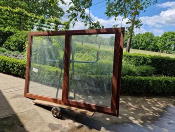 houten raam 206 x 143, Doe-het-zelf en Bouw, Glas en Ramen, Ophalen, Gevelraam of Ruit, Gebruikt, 120 tot 160 cm