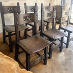 set van 6 vintage brutalist eetkamerstoelen, Ophalen of Verzenden