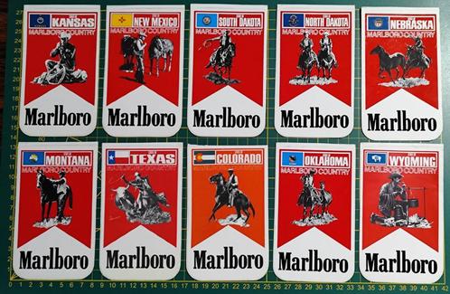 Lot 10x stickers Marlboro Country 1981 -1982, Collections, Autocollants, Enlèvement ou Envoi