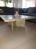 Artisanaal vierkantige ‘Roze Marmeren Salontafel’, Huis en Inrichting, Ophalen, Gebruikt, 50 tot 100 cm, Vierkant