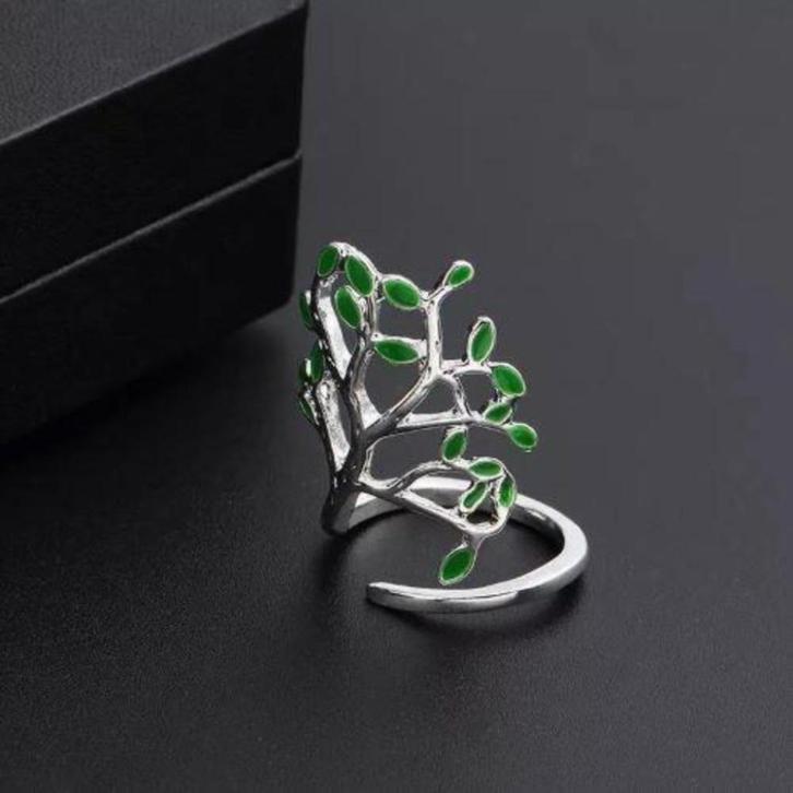 Olijfboomring van RVS, verstelbaar ontwerp, Handtassen en Accessoires, Ringen, Nieuw, Zilver, Goud, Ophalen of Verzenden