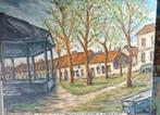 Tableau huile sur toile " Place d'Ohain " à Lasne 80/60cm, Enlèvement
