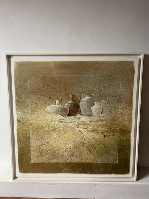 Schilderij van kruiken in nartuurlijke tinten, Antiek en Kunst, Kunst | Schilderijen | Klassiek, Ophalen