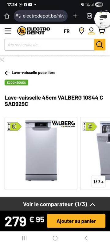 Lave vaisselle valberg, Neuf, Programme éco, 85 à 90 cm, Moins de 10 litres
