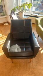 Zwarte, lederen fauteuil, Ophalen, Gebruikt, Leer