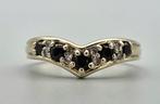 Gouden Vintage ring met edelsteen onyx en diamant. 2025/669., Verzenden, Goud, Ring, Met edelsteen