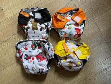 4 AIO wasbare luiers newborn Happyflute, Enlèvement, Comme neuf