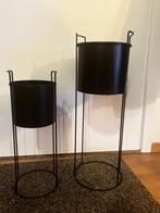 Zwarte bloempothouders, Tuin en Terras, Bloempotten, Ophalen, Rond, Minder dan 25 cm, Metaal