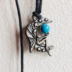 Mooie elfen / maan hanger ketting + blauwe steen, Overige voorstellingen, Ophalen of Verzenden, Met edelsteen, Zilver