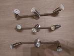 3x Inox plafondlamp met 3 spotjes inclusief LED-spotjes, Ophalen, Zo goed als nieuw, Metaal