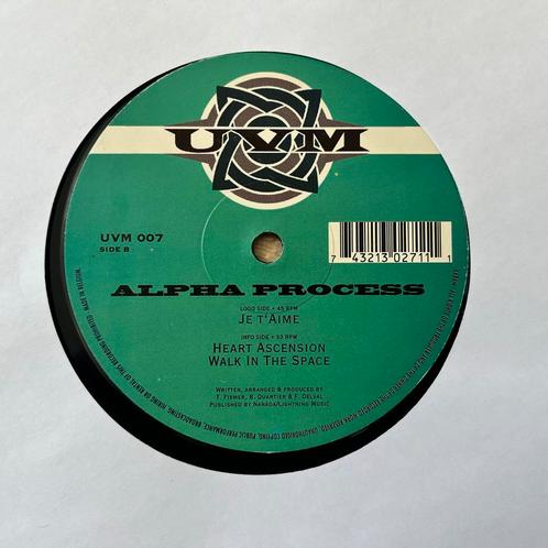 Alpha Process - Je T'Aime (1995, UVM 007), Cd's en Dvd's, Vinyl | Dance en House, Gebruikt, Techno of Trance, 12 inch, Verzenden