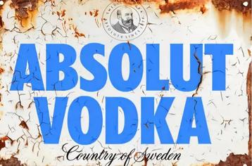 Reclamebord vintage Absolut Vodka - mancave poolhouse nieuw beschikbaar voor biedingen