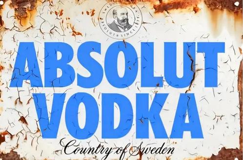 Reclamebord vintage Absolut Vodka - mancave poolhouse nieuw, Verzamelen, Merken en Reclamevoorwerpen, Nieuw, Reclamebord, Ophalen of Verzenden
