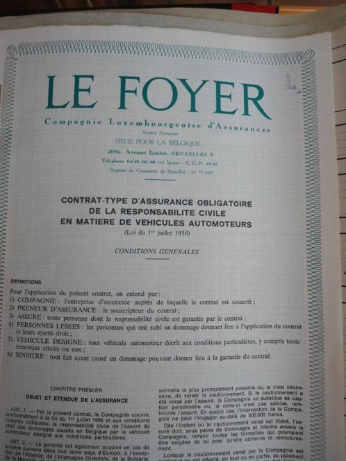 4 Vieux Contrats d'assurnaces automobiles des années 60, Verzamelen, Overige Verzamelen, Gebruikt, Ophalen of Verzenden