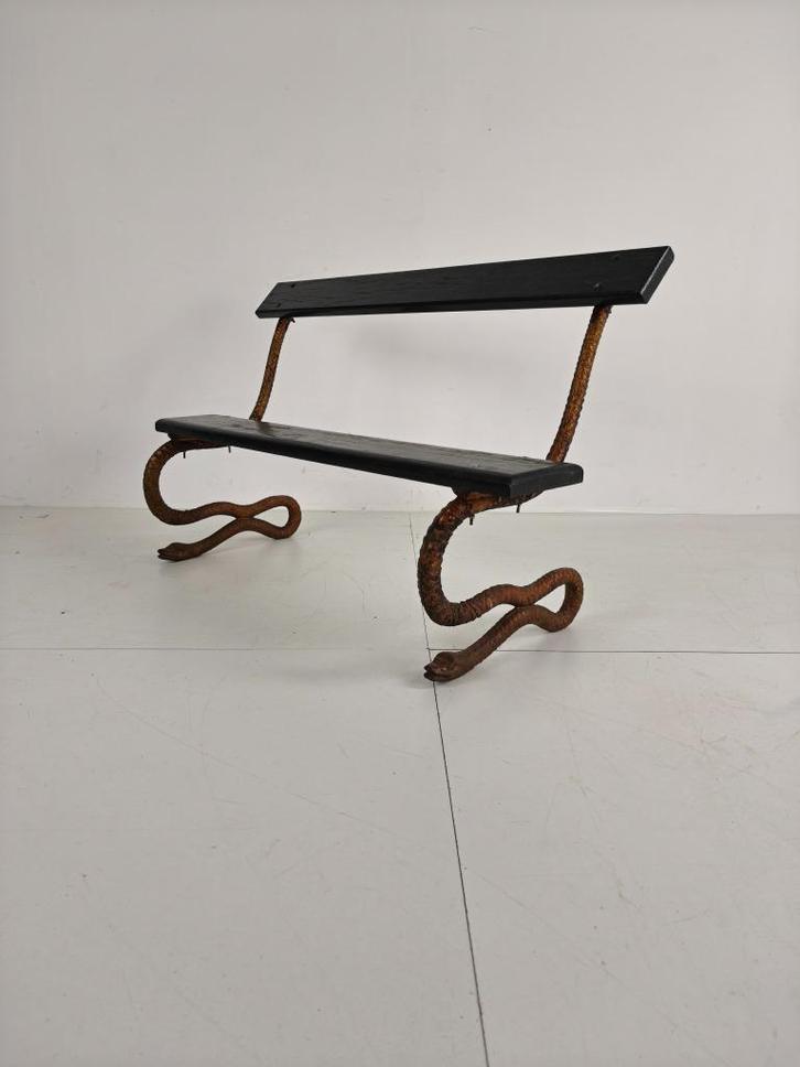 Antieke Victoriaanse Gietijzeren Slang Tuinbank-erker sizes, Antiek en Kunst, Antiek | Meubels | Stoelen en Sofa's, Ophalen of Verzenden
