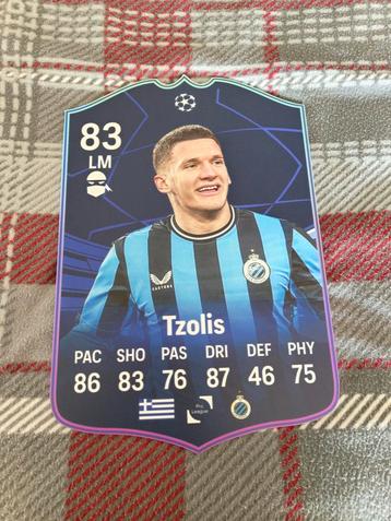 Voetbalkaartje (37cmx25cm) - Tzolis / Club Brugge beschikbaar voor biedingen