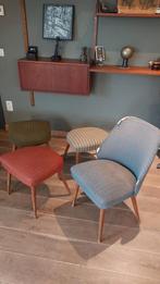 Set vintage thonet-style stoel kruk voetbankje, Enlèvement, Tissus, Quatre