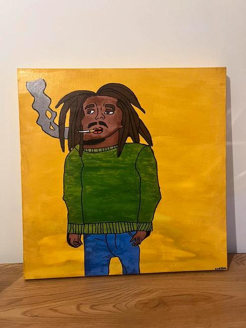 schilderij “Lost in the Smoke” – Street Art Cartoon Style, Antiek en Kunst, Kunst | Schilderijen | Modern, Ophalen of Verzenden
