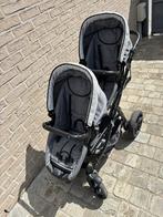 Grijze tweelingen buggy + maxicosi, Ophalen, Zo goed als nieuw, Overige merken, Verstelbare rugleuning