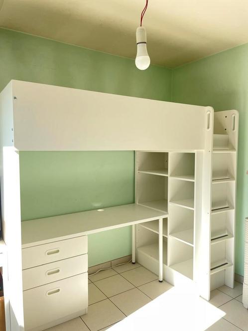 IKEA slaapkamer met bureau en planken, Huis en Inrichting, Slaapkamer | Stapelbedden en Hoogslapers, Gebruikt, 200 cm, Ophalen