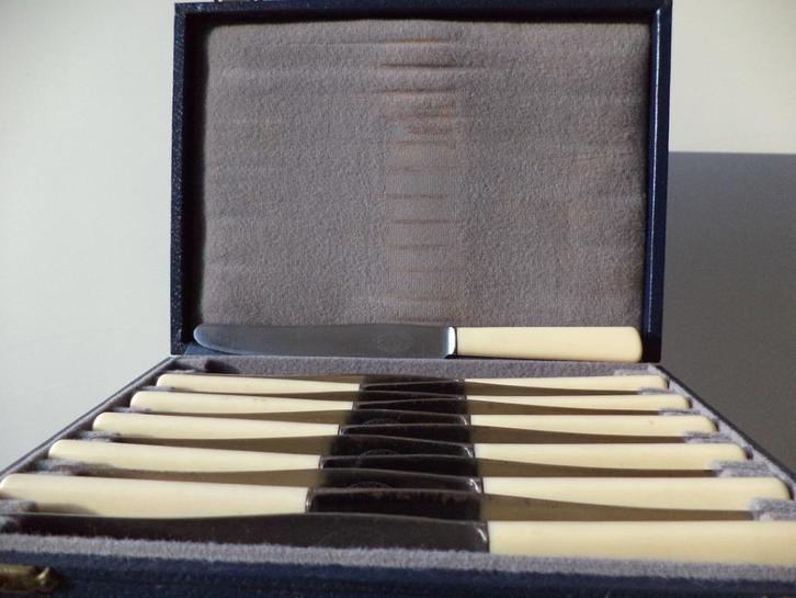 12 JERNBOLAGET ESKILSTUNA SWEDEN knives messen koffer écrin, Antiek en Kunst, Antiek | Bestek, Ophalen of Verzenden