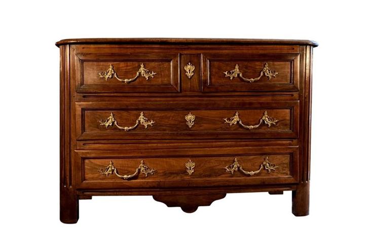 Gebogen dressoir uit de Régence-periode met vier laden, Antiek en Kunst, Antiek | Meubels | Tafels, Ophalen of Verzenden