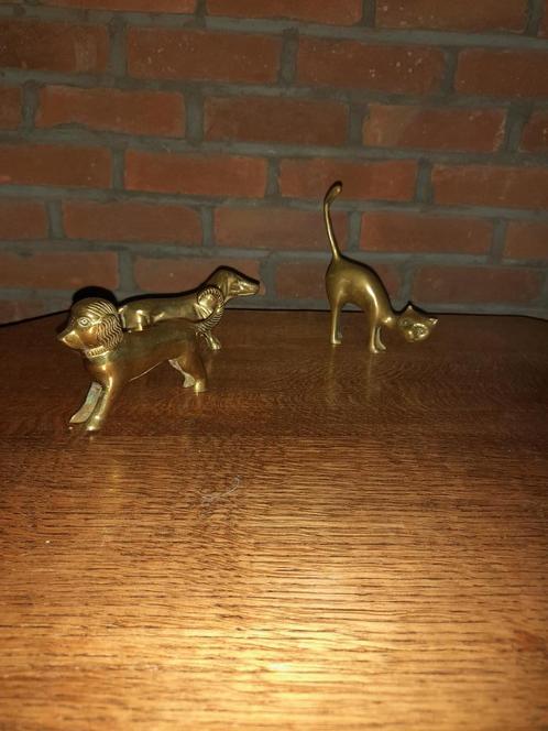 Hondjes, katjes en veel andere dieren in koper, messing, Verzamelen, Beelden en Beeldjes, Gebruikt, Dier, Ophalen