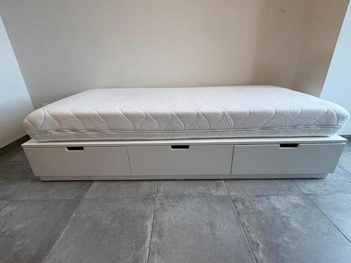 bed, Huis en Inrichting, Slaapkamer | Bedden, Gebruikt, Eenpersoons, Wit, Ophalen
